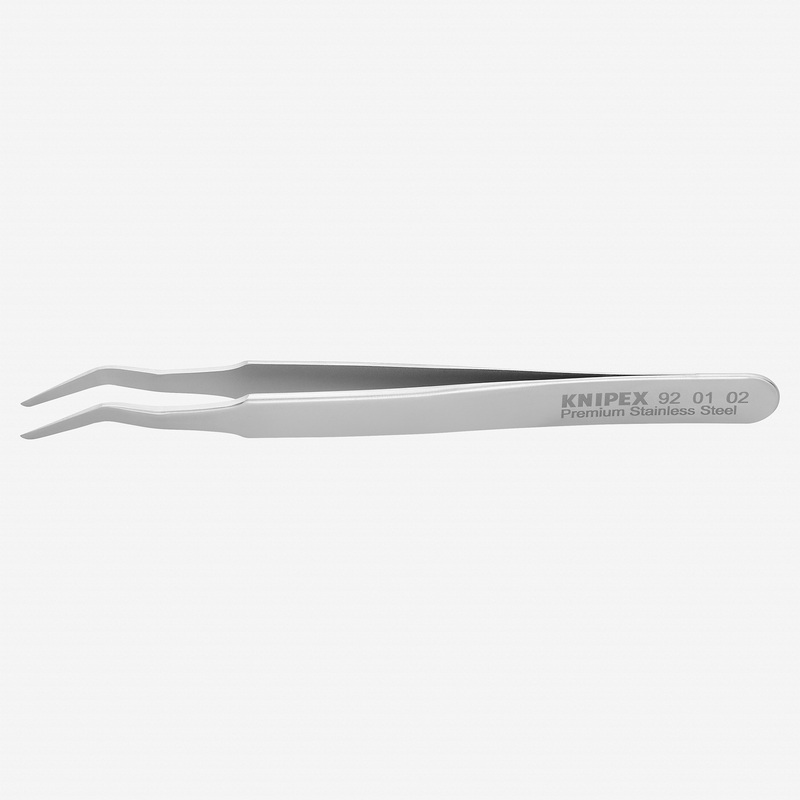 Knipex Stainless Steel SMD Positioning Tweezers, Angled, 4.75"