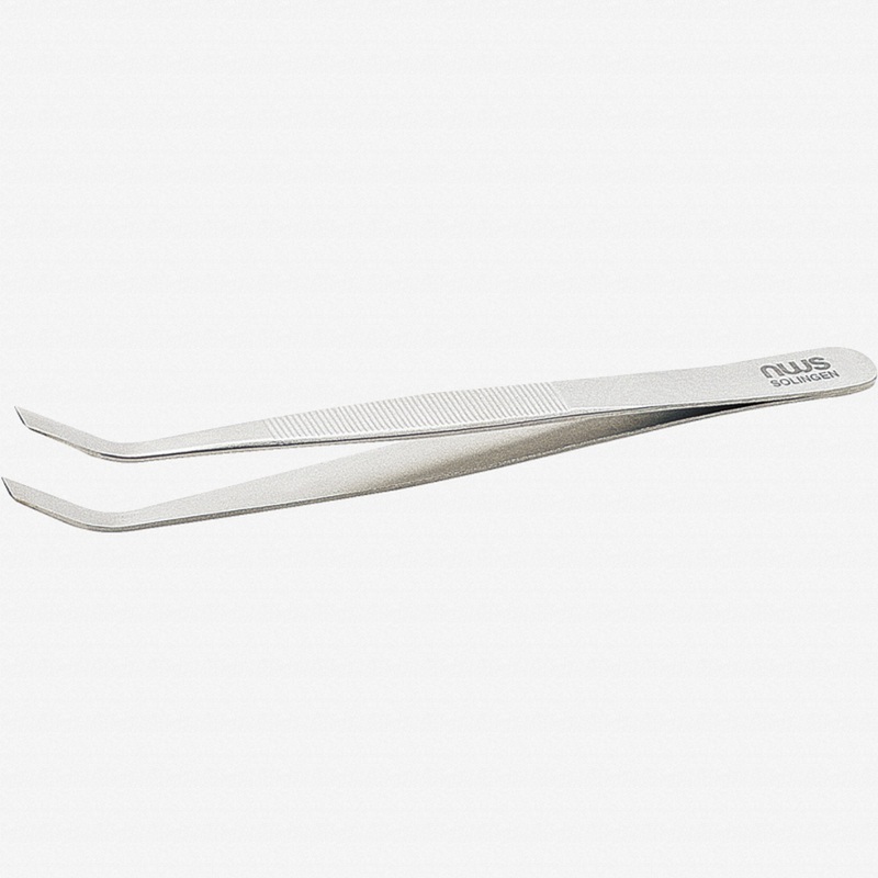 NWS Precision Pick-up Tweezer with Bent Jaws, 4.7"