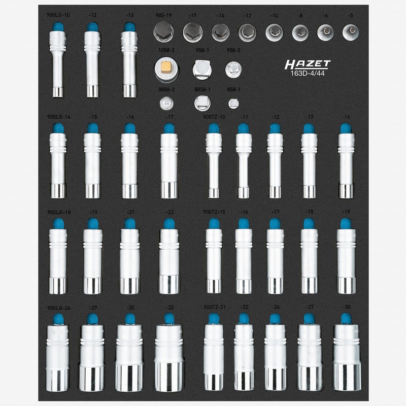 Hazet 163D-4/44 Metric Socket Set in Foam Tray, 1/2" Drive, 44 Pieces
