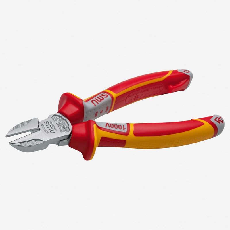 NWS 5.75" Side Cutter VDE - Matte Chromium - SoftGripp, Tethered Attachment