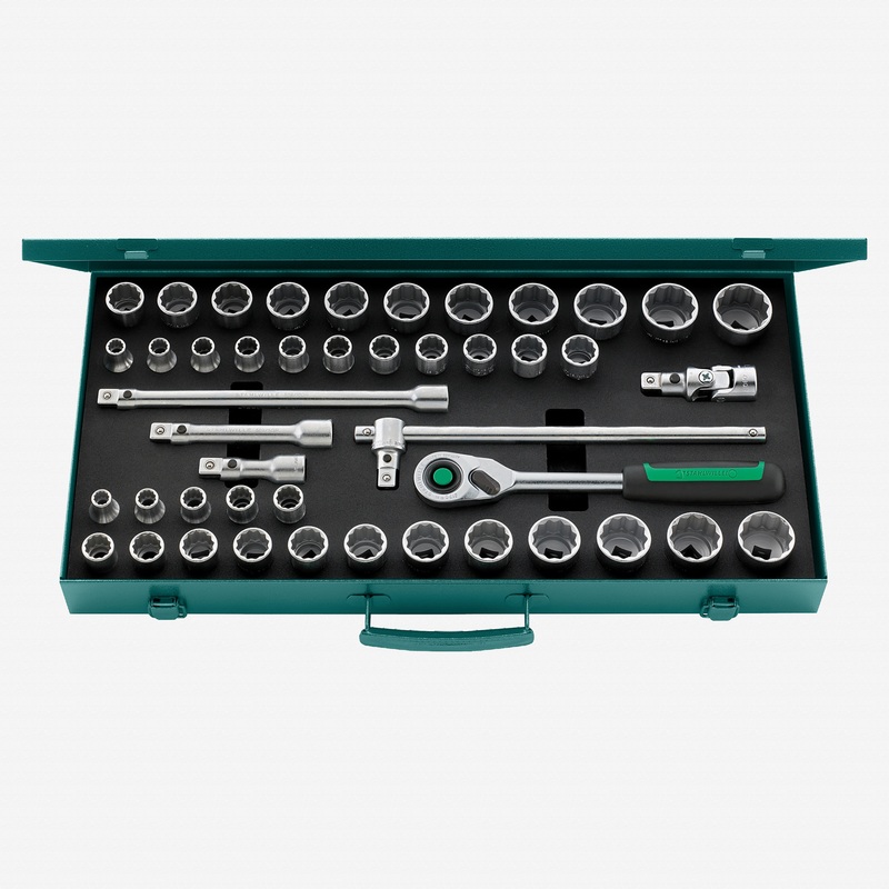 Stahlwille 50MA/39/6QR Socket Set, 1/2" Drive, Metric/SAE, 12-Point, 45 pcs