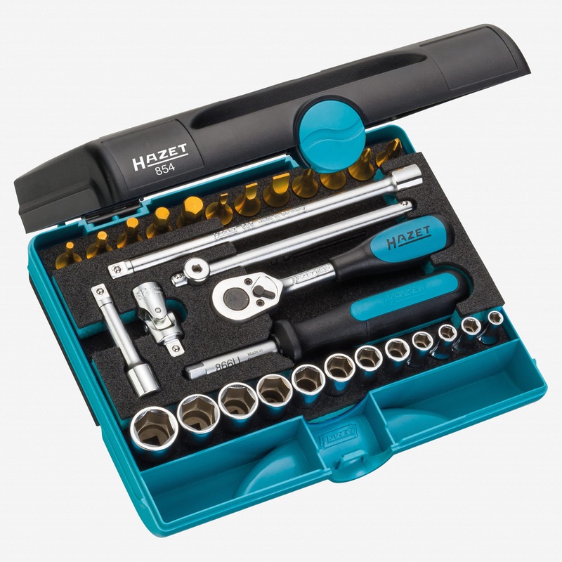 Hazet 854 1/4" 30 Pc Socket and Bit Titanium-Nitride Set