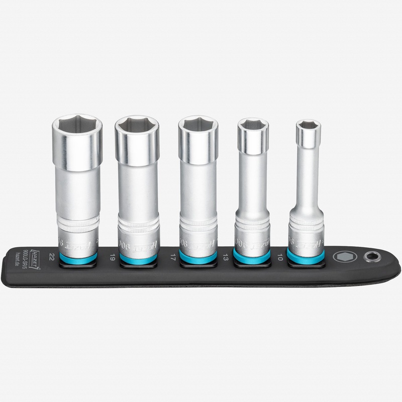 Hazet 900LG-SR/5 SmartRail 1/2" Metric Deep Socket Set, 5 Pieces