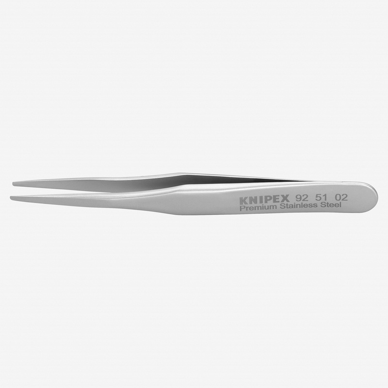Knipex Stainless Steel Gripping Tweezers, Blunt Tips, 2.75"