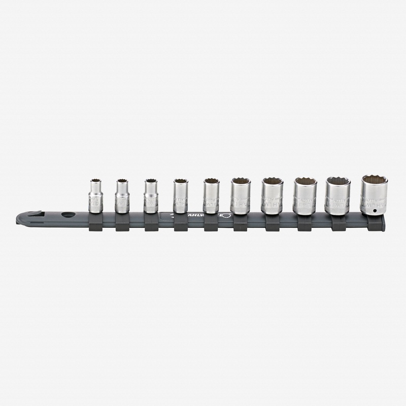 Stahlwille 12916/10-40 Outside Hex Socket Set on Plastic Socket Strip, Metric, 1/4" Drive, 5-14mm, 11 Pieces