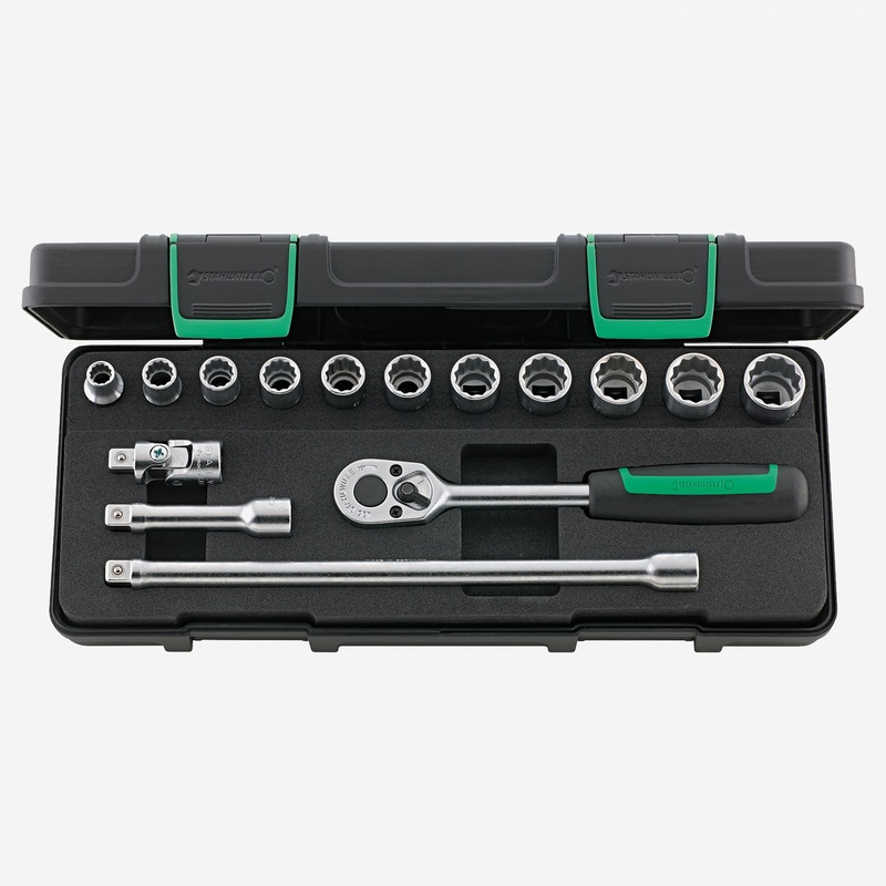 Stahlwille 45/11/4 Socket Set, 3/8" Drive, Metric, 8-19mm, 12-Point, 15 Pieces