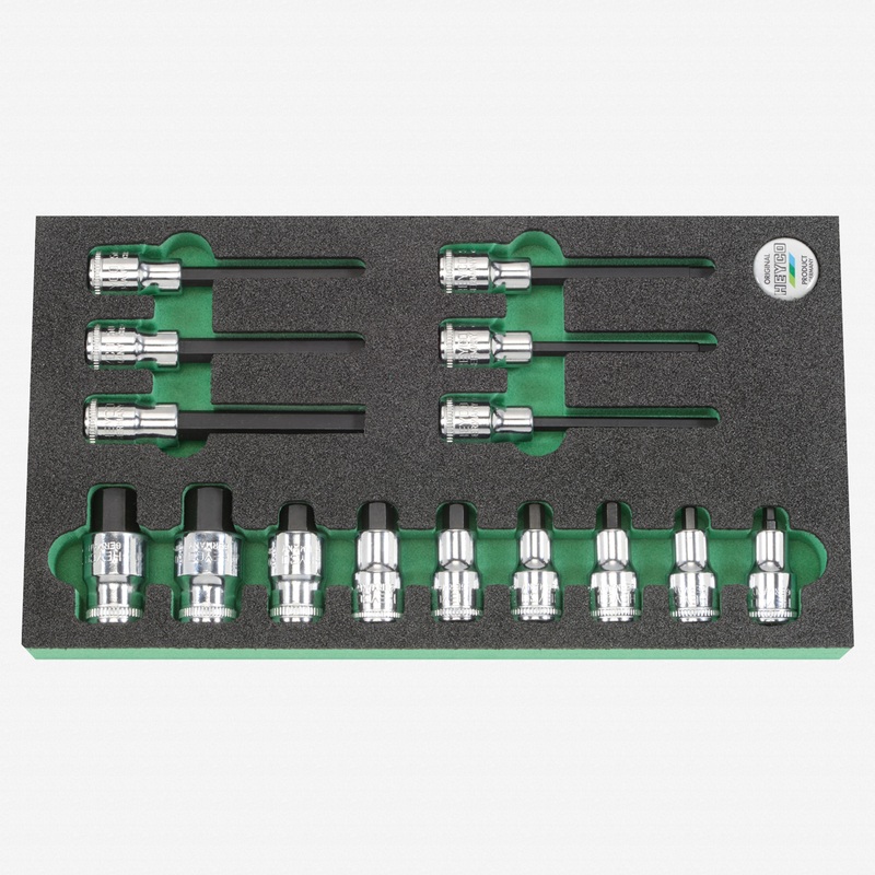 Heyco Metric Hex Bit 1/2" Drive Socket Set, 15 Pieces