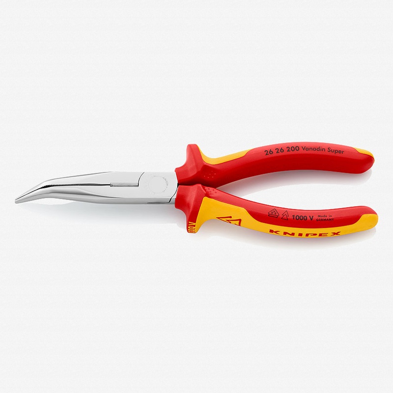 Knipex 8" Bent Snipe Nose Side Cutting Pliers (Stork Beak Pliers) - Insulated