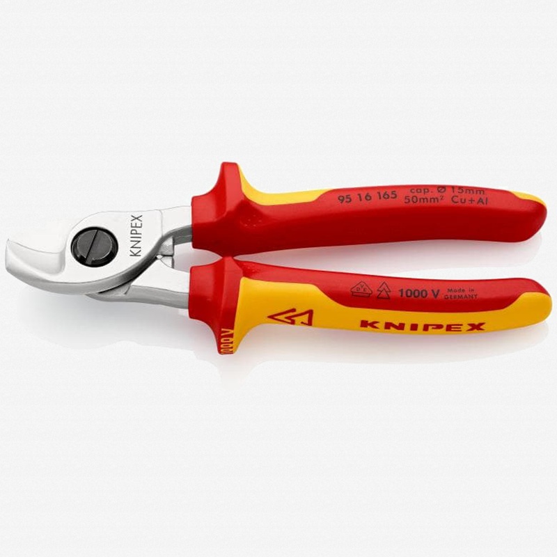 Knipex Insulated VDE Cable Shears with Chrome Finish, 6.5"