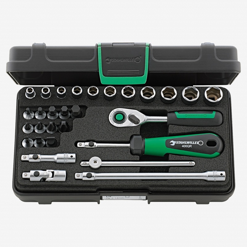 Stahlwille 40/23/6QR Socket Set, 1/4" Drive, Metric, 5-14 mm, 29 Pieces