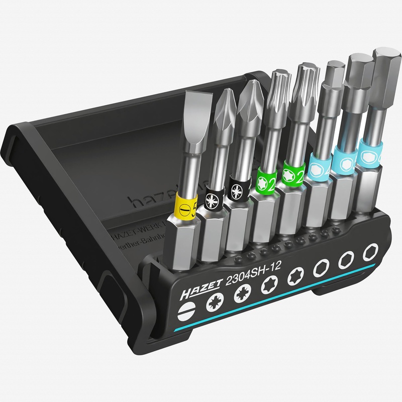 Hazet 2304SH-12 SmartHolder Hex/PZ/Torx/Slotted Bit Set, Long, 8 Pieces