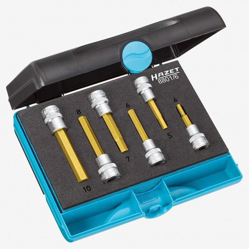 Hazet 8801/6 6 Pc Hex Titanium-Nitride 3/8" Socket Set