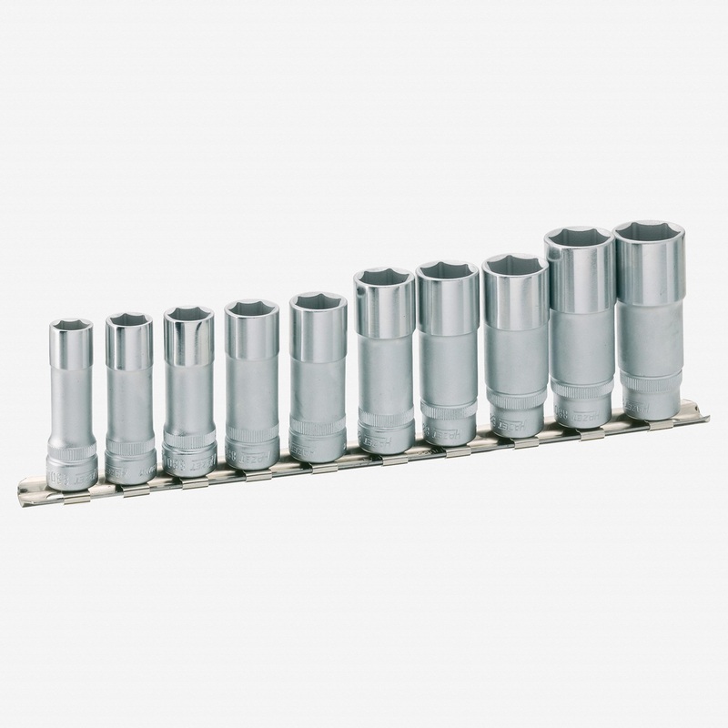 Hazet 880LG/10H 3/8" Deep Socket Set, Metric, 10 - 19 mm, 6 Point, 10 Pieces
