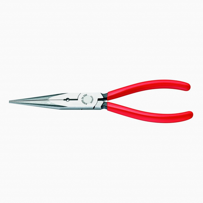 Knipex 8" Snipe Nose Side Cutting Pliers (Stork Beak Pliers) w/ 12 AWG Hole - Plastic Grip