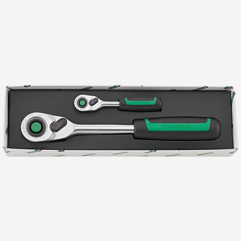 Stahlwille 415QR/512QR QuickRelease Fine Tooth Ratchet Set, 1/4" Drive, 1/2" Drive, 2 Pieces