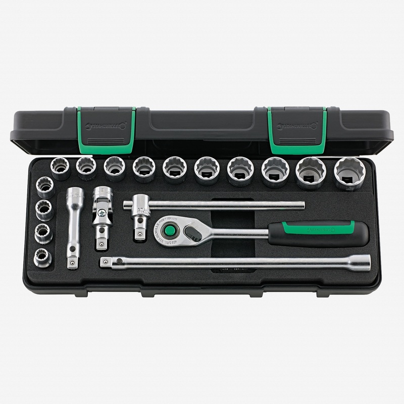 Stahlwille 45/14/5iQR Socket Set, 3/8" Drive, Metric, 8-22mm, 12-Point, 19 Pieces