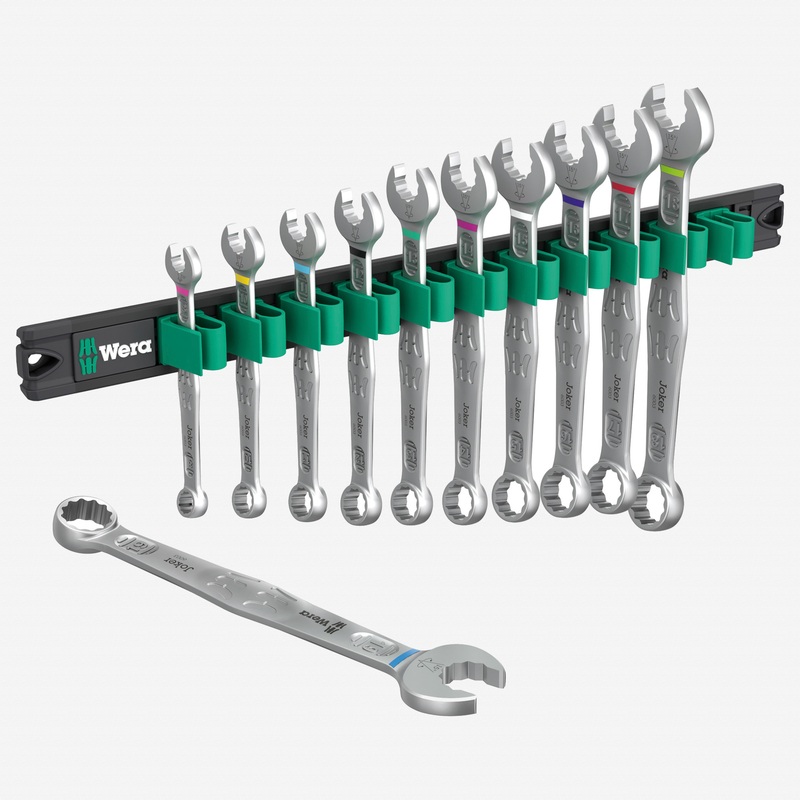 Wera 020233 9640 Magnetic Rail 6003 Joker 1 Ring Spanner Set, Metric, 11 Pieces