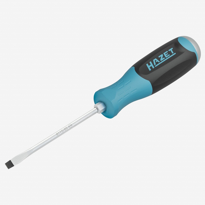 Hazet 811S-55 Slotted Screwdriver with 3K Handle and Striking Cap, 5.5 x 100 mm