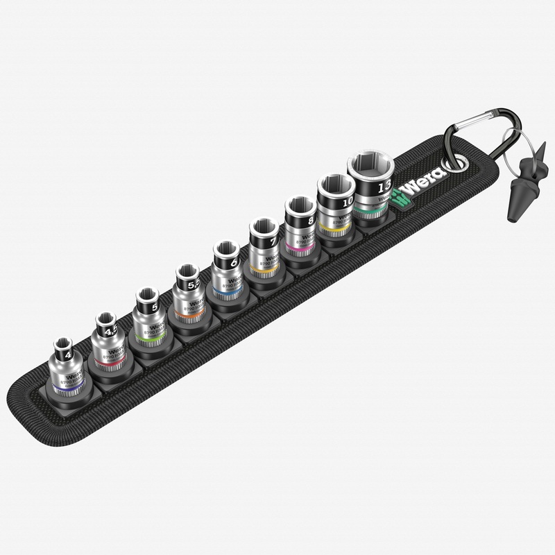 Wera 003880 Belt 1 Zyklop 1/4" Socket Set with Holding Function - Metric