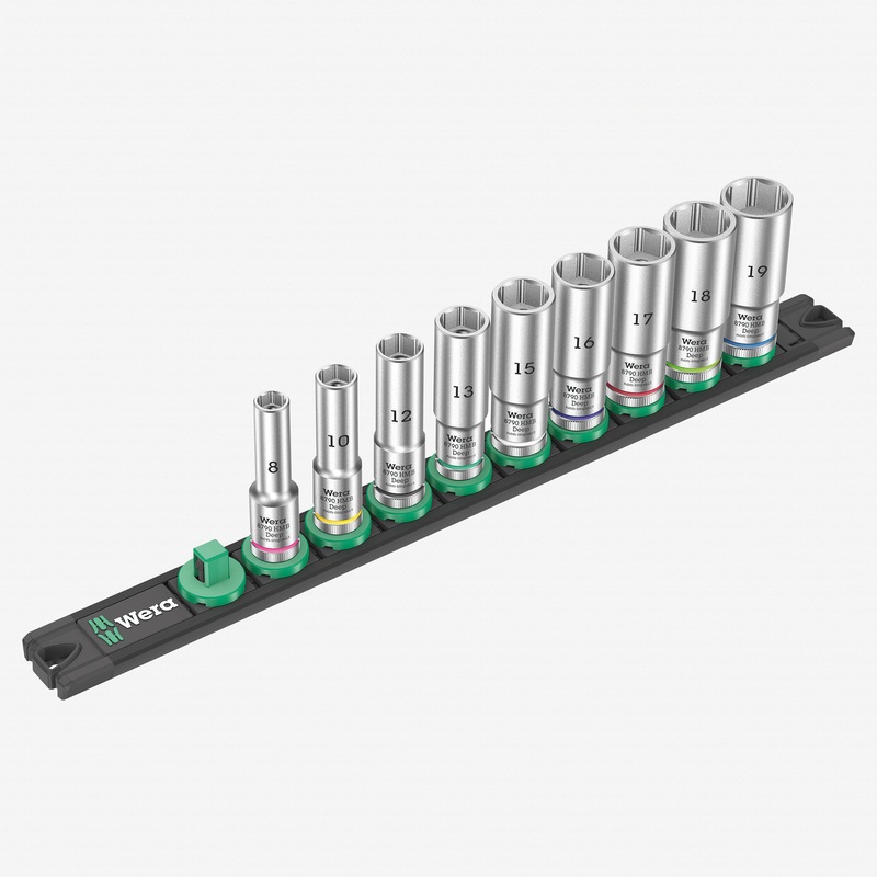 Wera 005440 Metric 3/8" Drive Deep Socket Set with Magnetic Holder, 9 Pieces