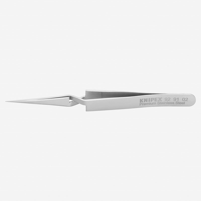 Knipex Stainless Steel Gripping Cross-Over Tweezers, Needle-Point Tips, 4.75"