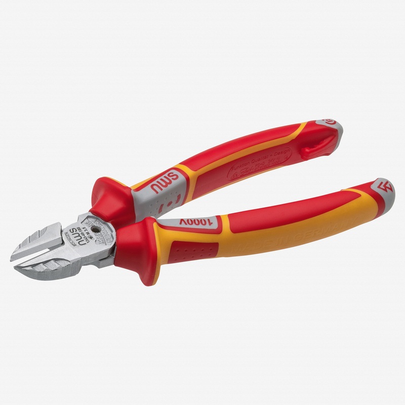NWS 7" Side Cutter+ VDE - Matte Chromium - SoftGripp, Tethered Attachment