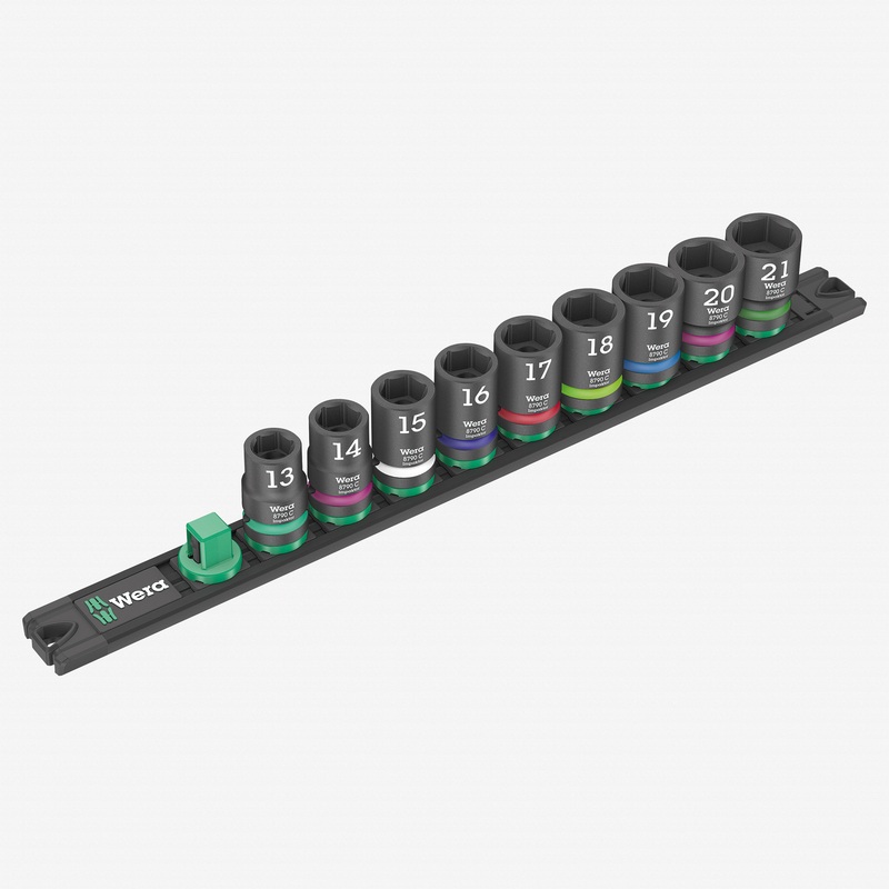Wera 005490 Metric 1/2" Drive Impact Socket Set with Magnetic Holder, 9 Pieces