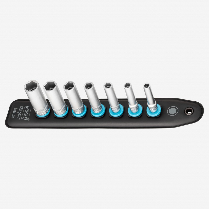Hazet 850LG-SR/7 SmartRail 1/4" Metric Deep Socket Set, 7 Pieces
