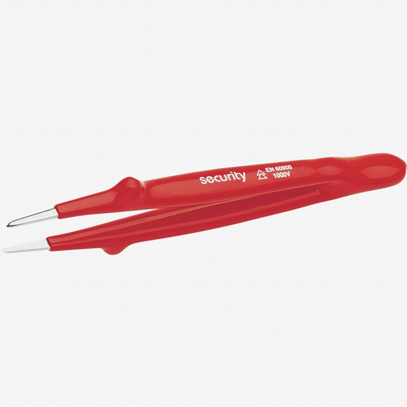 NWS Insulated 1000V Precision Tweezers with Straight Rounded Tips, 5.7"
