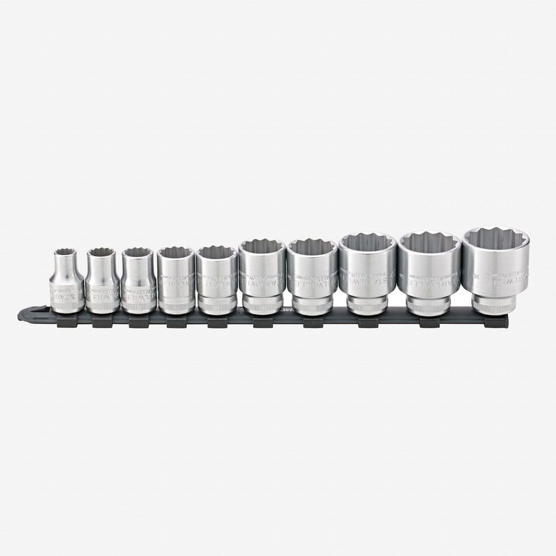 Stahlwille 12918/10-50 Outside Hex Socket Set on Plastic Socket Strip, Metric, 1/2" Drive, 10-32mm, 11 Pieces