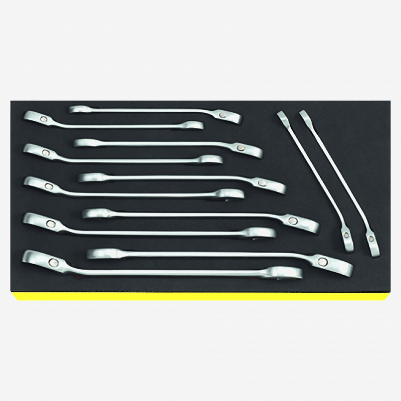 Stahlwille TCS OPEN RATCH 17/12 Ratchet Ring Spanner Set, Metric, 8-19mm, 12 Pieces