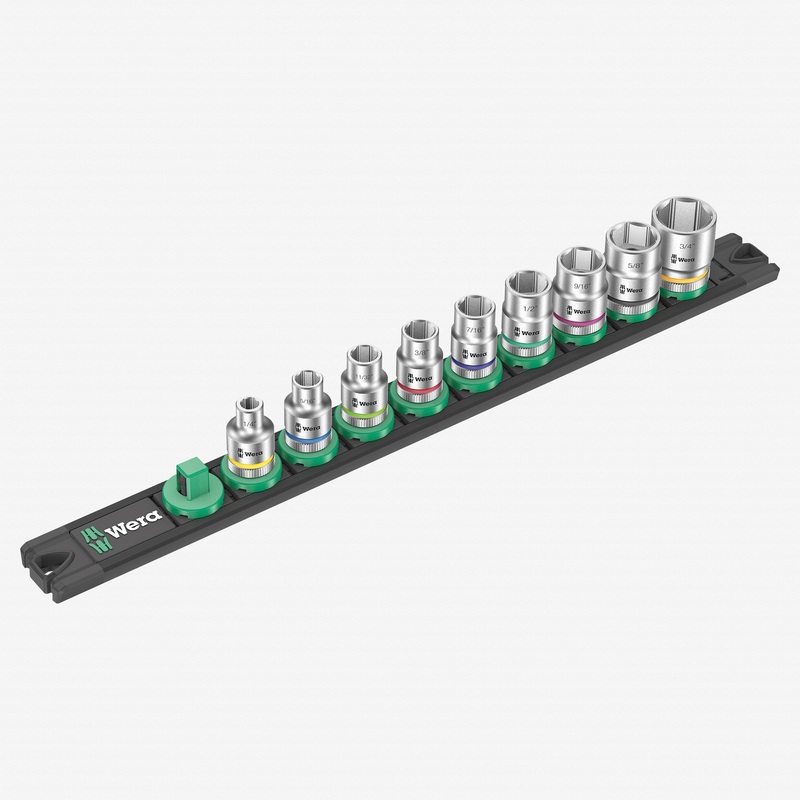 Wera 005450 SAE 3/8" Drive Zyklop Socket Set with Magnetic Holder, 9 Pieces