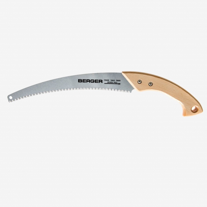 Berger Curved Blade Pruning Saw with Sheath, Wood Handle, 13"