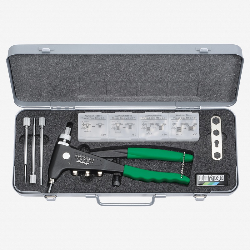 Heyco Hand Rivet Nut Tool Kit in Metal Case