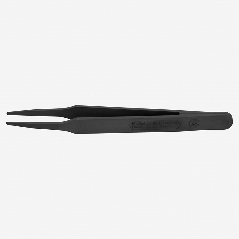 Knipex Plastic Gripping Tweezers, Round Blunt Tips, 4.5"