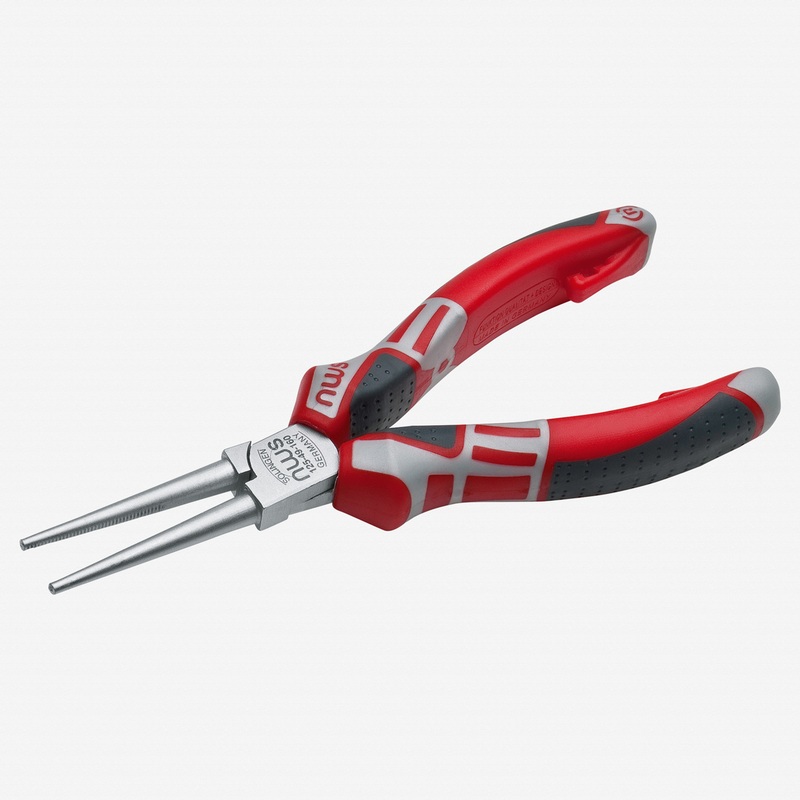 NWS 6.25" Long Round Nose Pliers - Matte Chromium - SoftGripp, Tethered Attachment