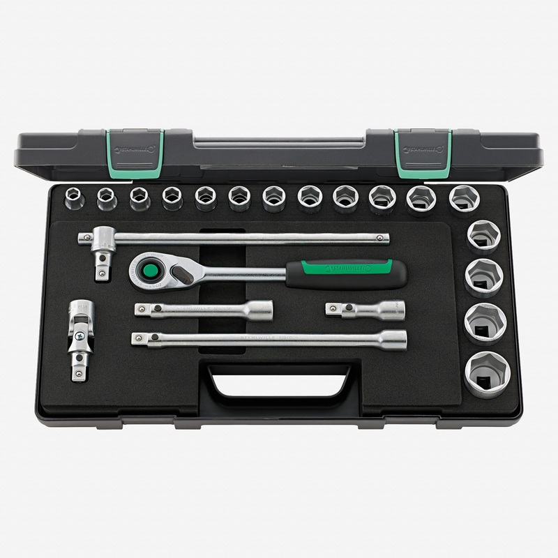 Stahlwille 52/16/6QR Socket Set, 1/2" Drive, Metric, 10-32mm, 6-Point, 22 Pieces
