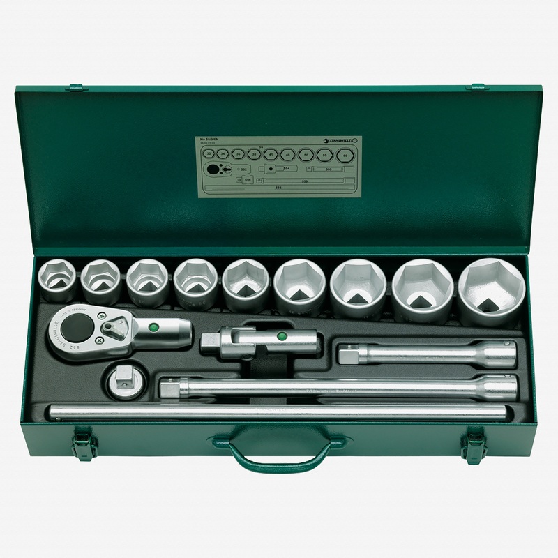 Stahlwille 55/9/6N Socket Set, 3/4" Drive, Metric, 32 - 60 mm, 6-point, 15 Pieces