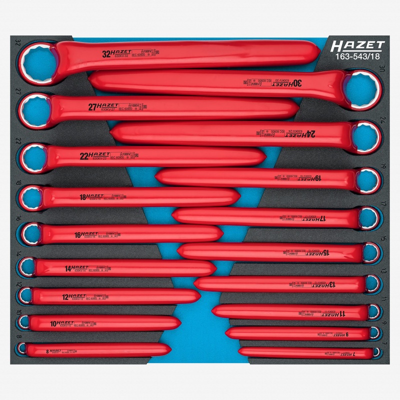 Hazet 630KV Insulated Box End Wrench Set, 18 Pieces