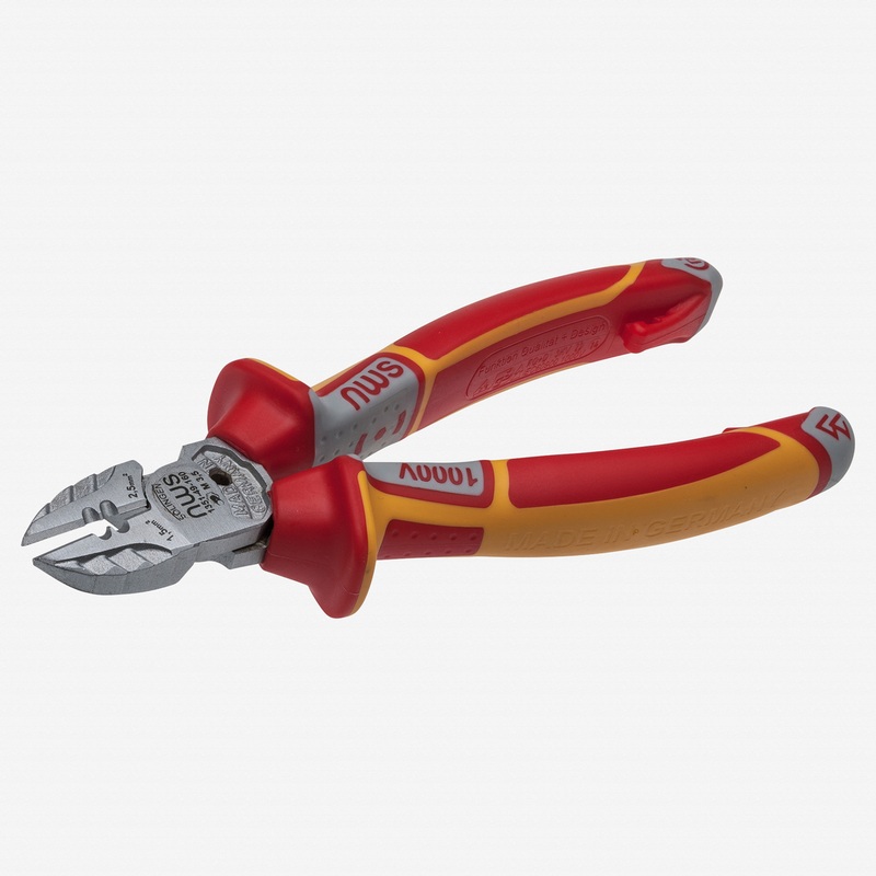 NWS 6.25" Electrician's Side Cutter+ VDE  - Matte Chromium - SoftGripp, Tethered Attachment