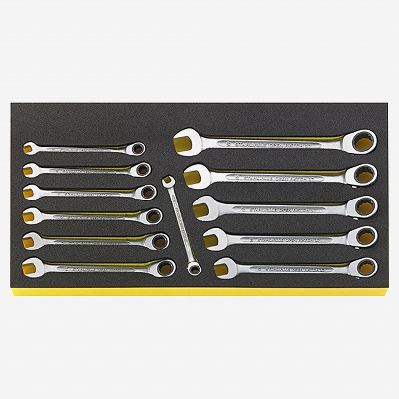 Stahlwille TCS WT 17/12 OPEN RATCH Ratchet Ring Spanner Set, Metric, 8 - 19 mm, 12 Pieces