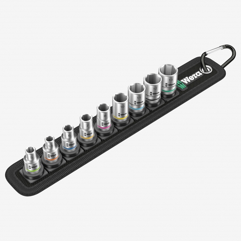 Wera 003883 Belt 4 Zyklop Metric Socket Set, 1/4" Drive, 9 pieces