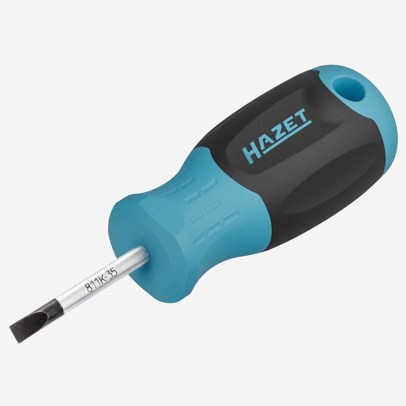 Hazet 811K-35 Stubby Slotted Screwdriver, 3.5 x 25 mm