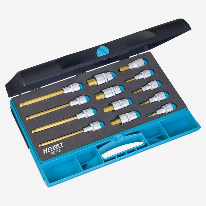 Hazet 986/13 13 Pc 1/2" Hex Metric Titanium-Nitride Socket Set 5-19mm