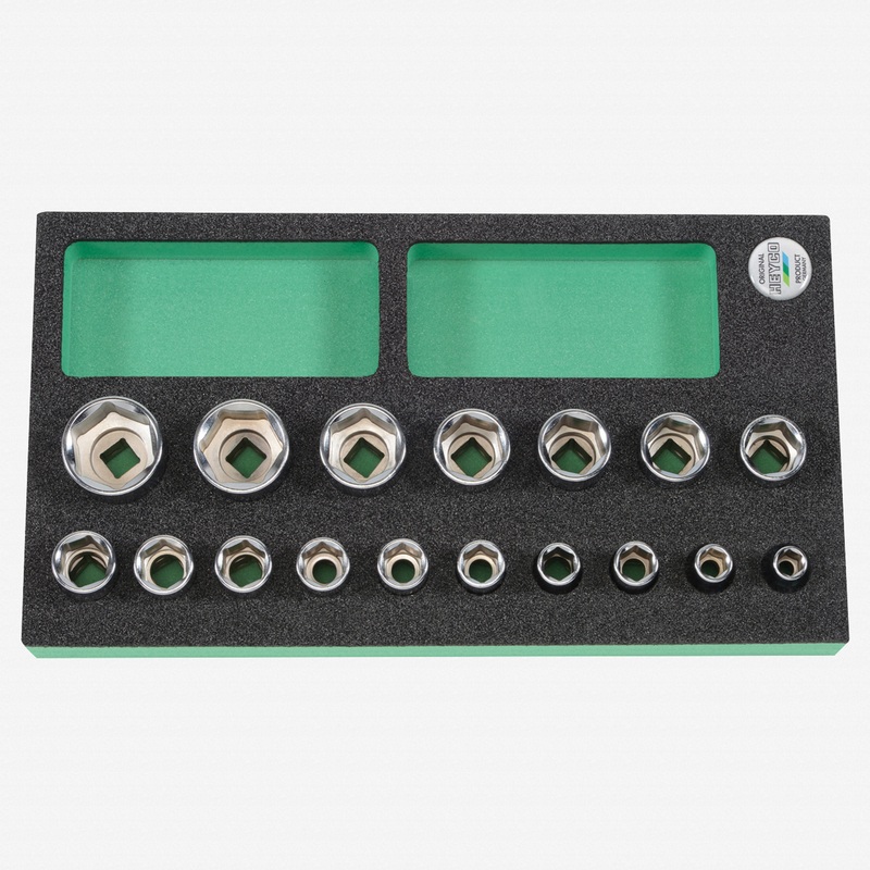 Heyco Metric 1/2" Drive 6-point Socket Set, 17 Pieces