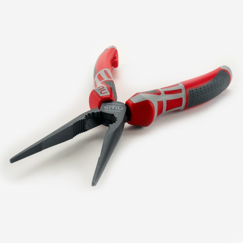 NWS 8" Chain Nose Pliers (Radio Pliers) - TitanFinish - SoftGripp, Tethered Attachment