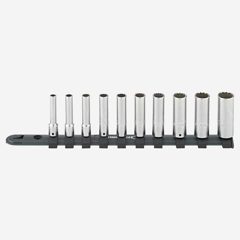 Stahlwille 40aDL/10CL 1/4" Extra Deep Socket Set with Clip Strip, SAE, 3/16 - 9/16