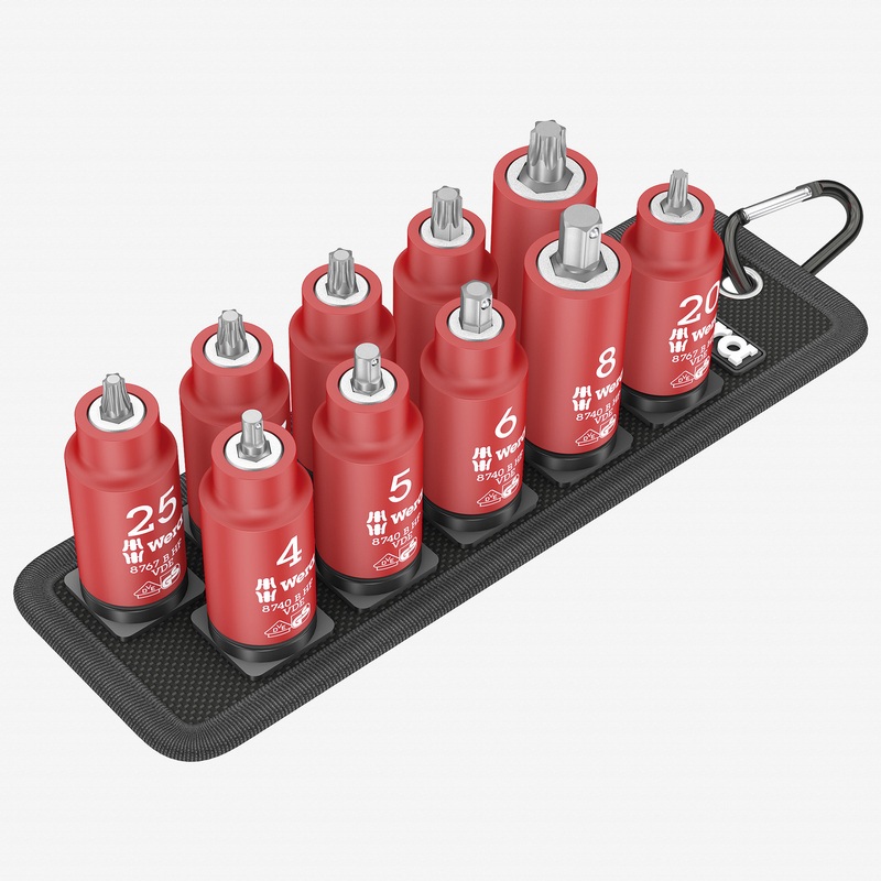 Wera 004930 Belt B VDE Zyklop Torx/Hex Bit Socket Set with Holding Function, 3/8" Drive, 10 Pieces