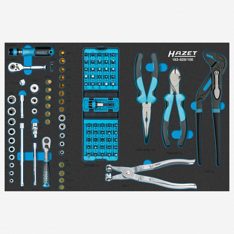 Hazet 163-629/100 Ratchet, Socket and Pliers Set, 1/4" Drive, 100 Pieces