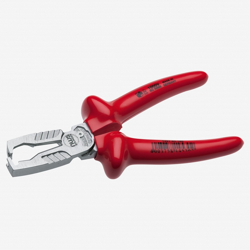 NWS 7" Multifunctional Wire Stripping Pliers MultiCutter 1000V  - Matte Chromium - Plastic Grip